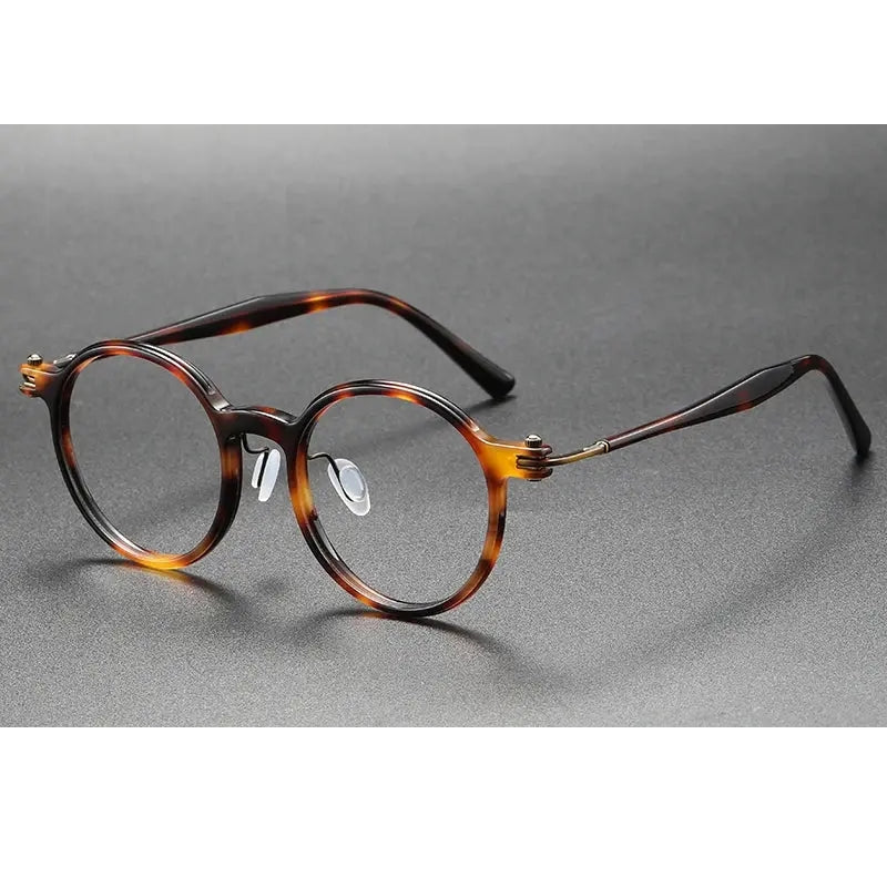 Oveliness Unisex Full Rim Round Acetate Titanium Eyeglasses 395886