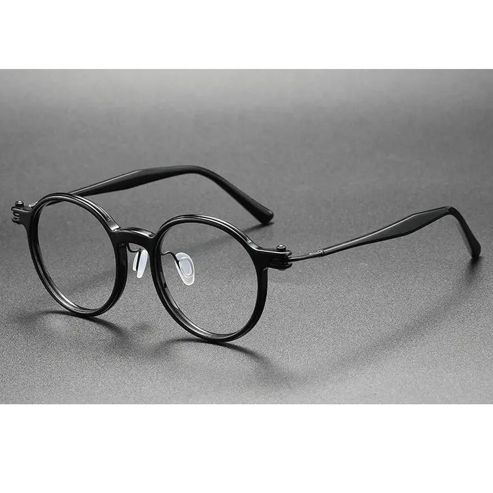 Oveliness Unisex Full Rim Round Acetate Titanium Eyeglasses 395886