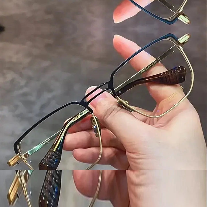Aimee Unisex Full Rim Polygon Double Bridge Titanium Eyeglasses 396153