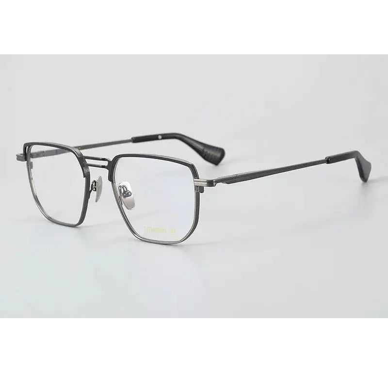 Aimee Unisex Full Rim Polygon Double Bridge Titanium Eyeglasses 396153