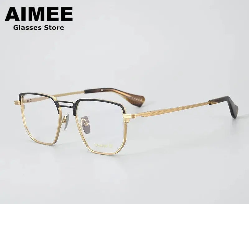 Aimee Unisex Full Rim Polygon Double Bridge Titanium Eyeglasses 396153
