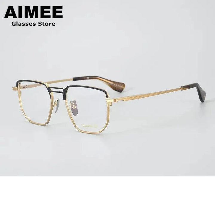 Aimee Unisex Full Rim Polygon Double Bridge Titanium Eyeglasses 396153
