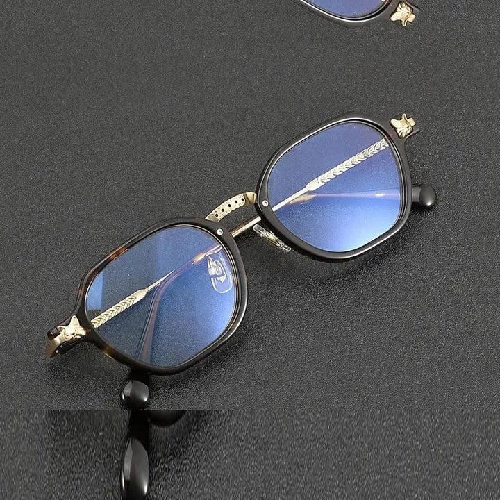 Chashma Ochki Unisex Full Rim Poygon Titanium Acetate Eyeglasses 361009