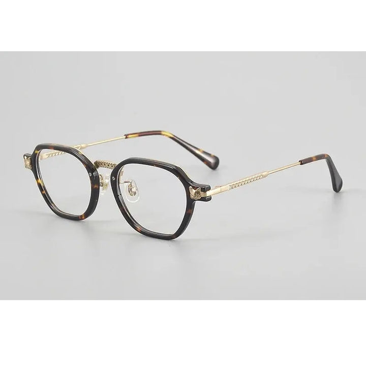 Chashma Ochki Unisex Full Rim Poygon Titanium Acetate Eyeglasses 361009
