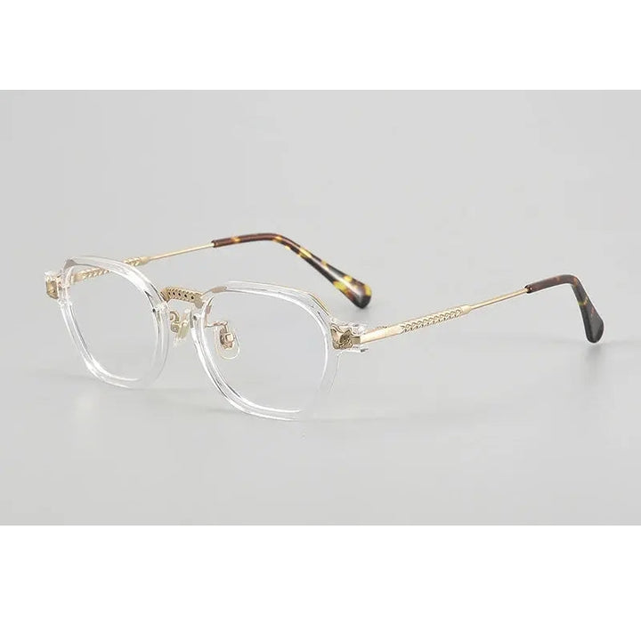 Chashma Ochki Unisex Full Rim Poygon Titanium Acetate Eyeglasses 361009