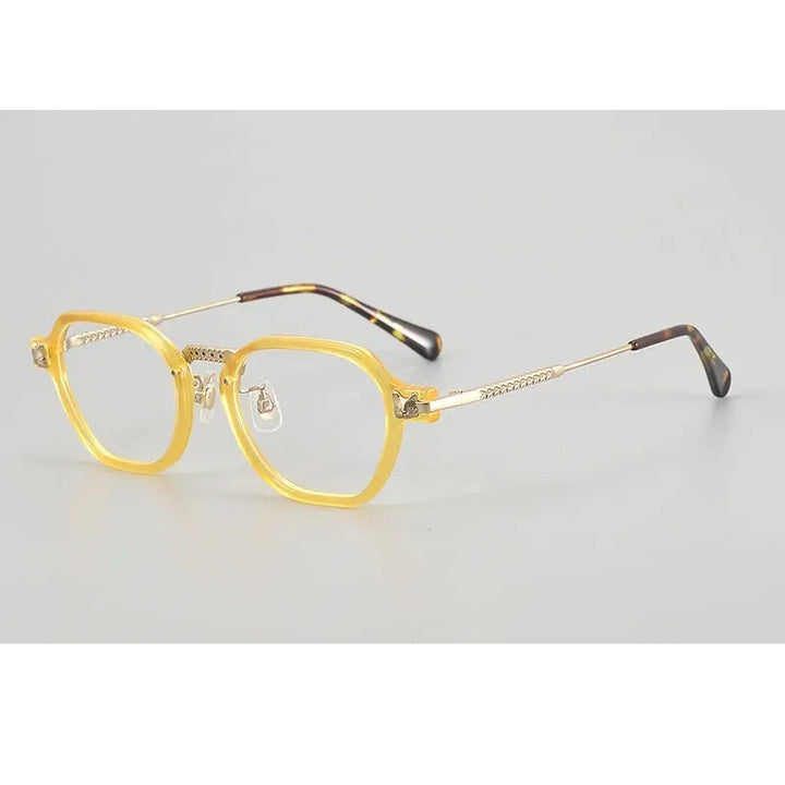 Chashma Ochki Unisex Full Rim Poygon Titanium Acetate Eyeglasses 361009