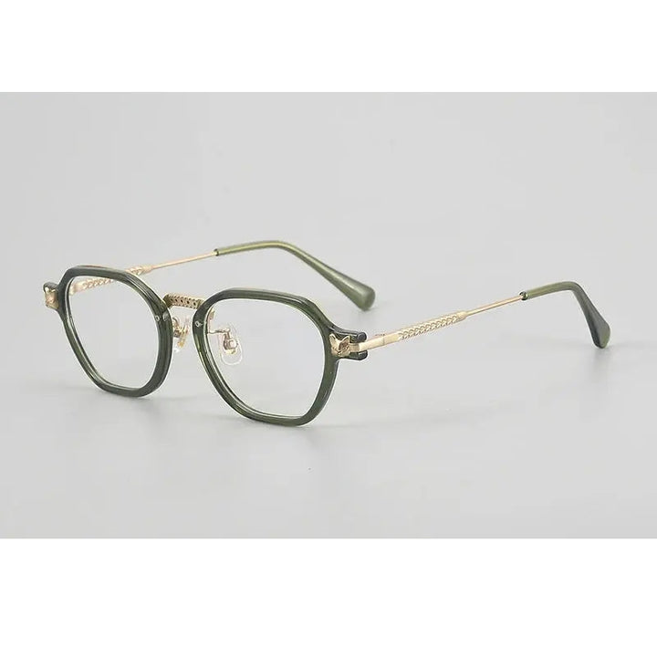 Chashma Ochki Unisex Full Rim Poygon Titanium Acetate Eyeglasses 361009