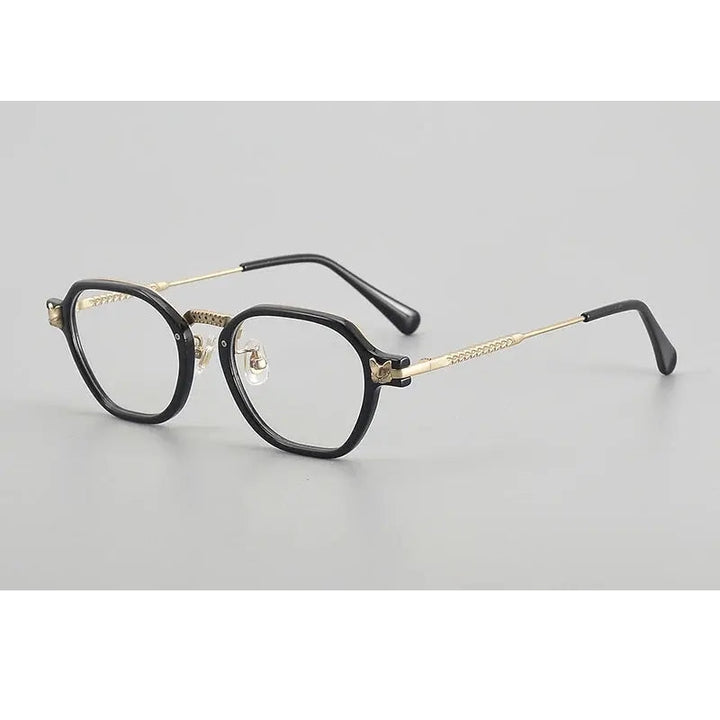 Chashma Ochki Unisex Full Rim Poygon Titanium Acetate Eyeglasses 361009