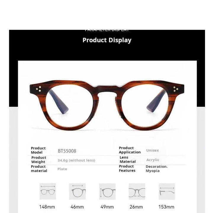 Xbora Unisex Full Rim Oval Brow Line Thick Acetate Eyeglasses 655008