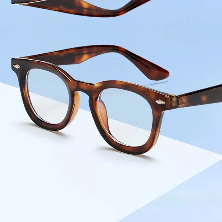 Xbora Unisex Full Rim Square Round Tr 90 Alloy Eyeglasses 542530