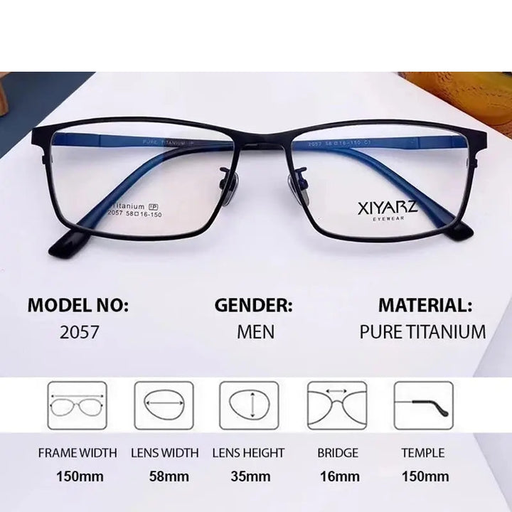 Chashma Unisex Full Rim Big Square Titanium Eyeglasses 882057