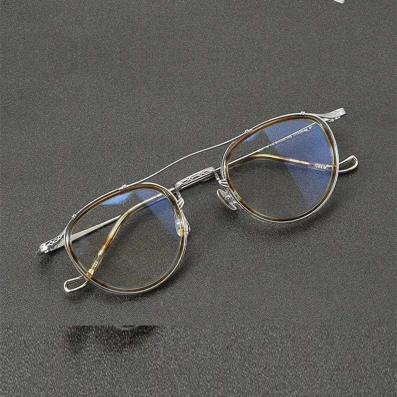 Chashma Unisex Full Rim Oval Double Bridge Acetate Titanium Eyeglasses 881715