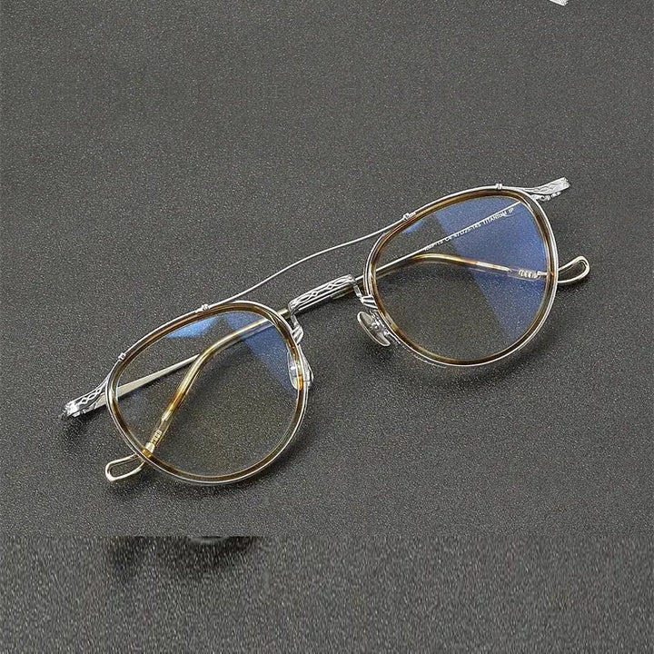 Chashma Unisex Full Rim Oval Double Bridge Acetate Titanium Eyeglasses 881715