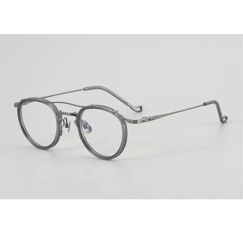 Chashma Unisex Full Rim Oval Double Bridge Acetate Titanium Eyeglasses 881715