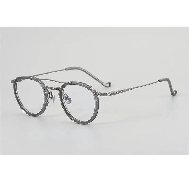 Chashma Unisex Full Rim Oval Double Bridge Acetate Titanium Eyeglasses 881715
