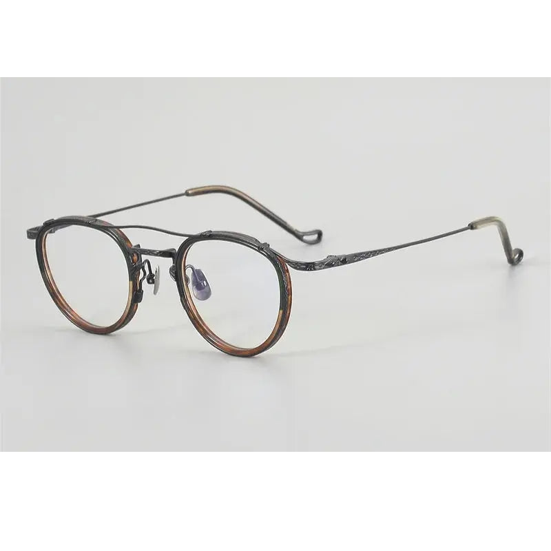 Chashma Unisex Full Rim Oval Double Bridge Acetate Titanium Eyeglasses 881715