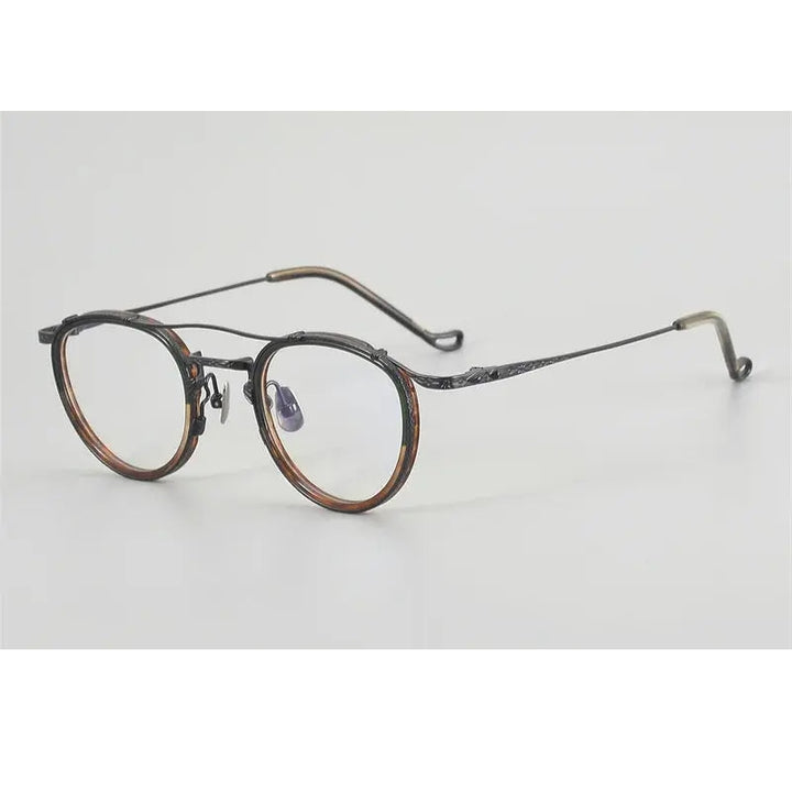 Chashma Unisex Full Rim Oval Double Bridge Acetate Titanium Eyeglasses 881715