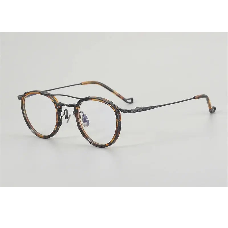 Chashma Unisex Full Rim Oval Double Bridge Acetate Titanium Eyeglasses 881715