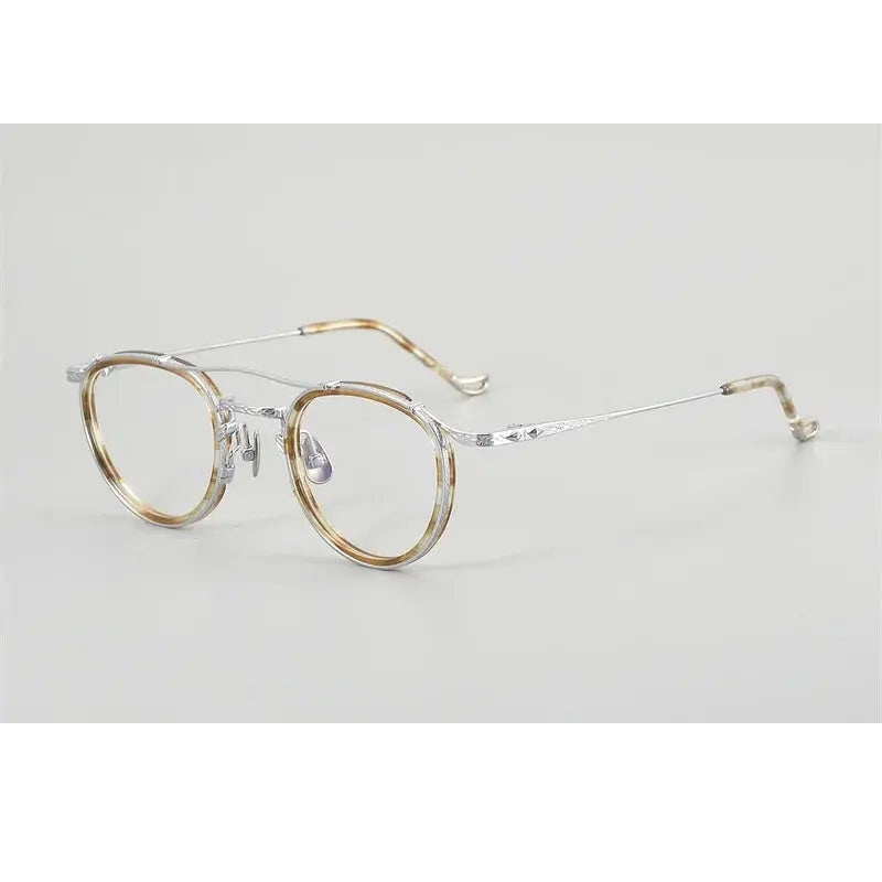 Chashma Unisex Full Rim Oval Double Bridge Acetate Titanium Eyeglasses 881715