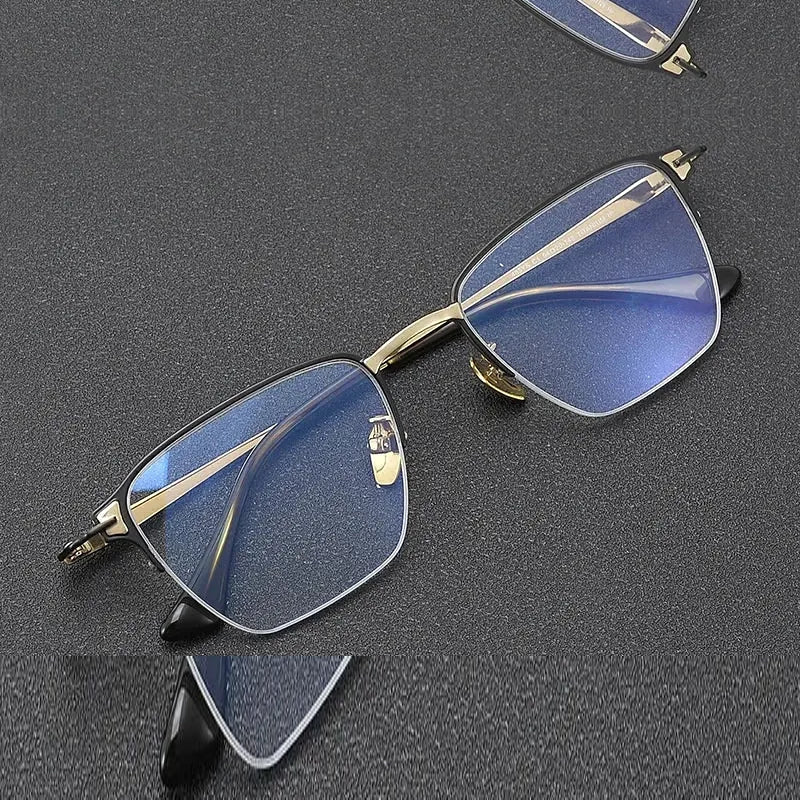 Chashma Unisex Semi Rim Big Polygon Square Titanium Eyeglasses 881485