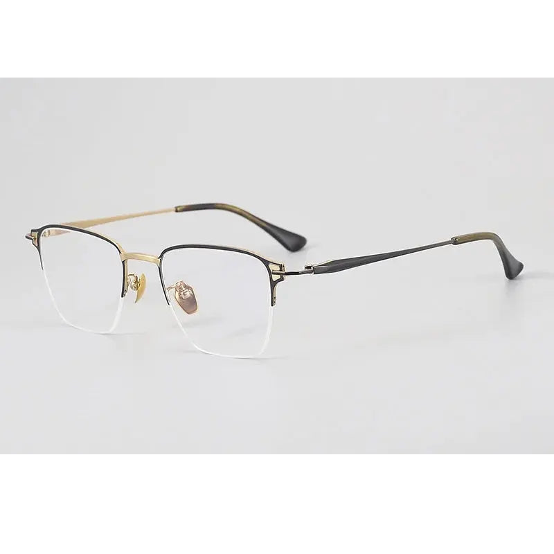 Chashma Unisex Semi Rim Big Polygon Square Titanium Eyeglasses 881485