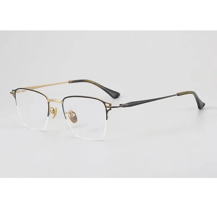 Chashma Unisex Semi Rim Big Polygon Square Titanium Eyeglasses 881485