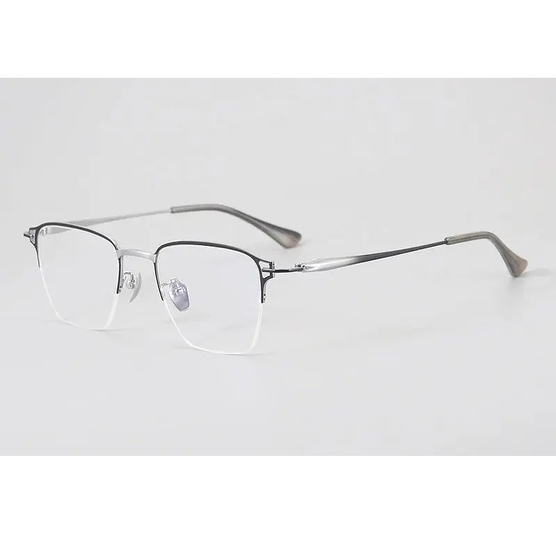 Chashma Unisex Semi Rim Big Polygon Square Titanium Eyeglasses 881485