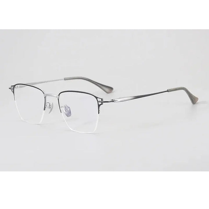 Chashma Unisex Semi Rim Big Polygon Square Titanium Eyeglasses 881485