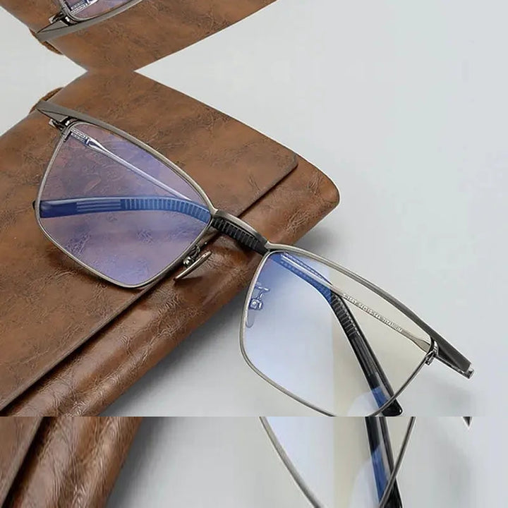 Chashma Unisex Full Rim Big Square Brow Line Titanium Eyeglasses 881156
