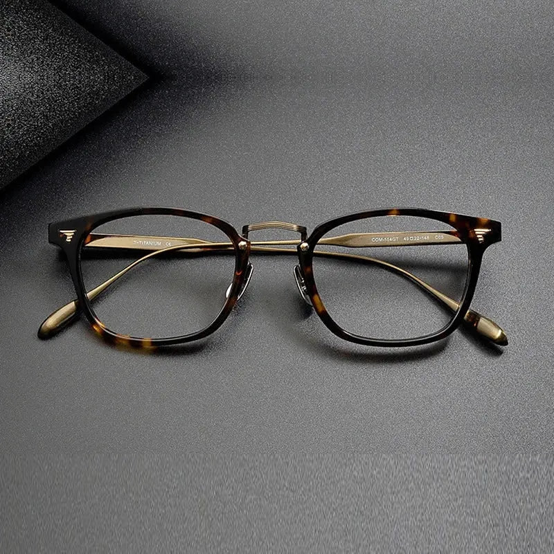 Chashma Ochki Unisex Full Rim Square Acetate Titanium Eyeglasses 881554