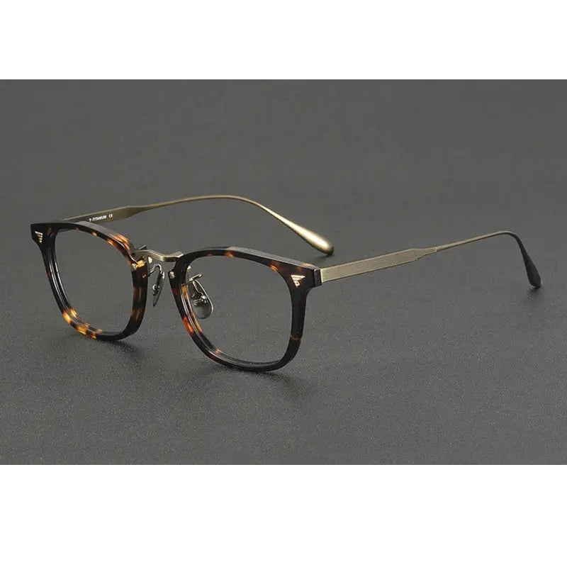 Chashma Ochki Unisex Full Rim Square Acetate Titanium Eyeglasses 881554