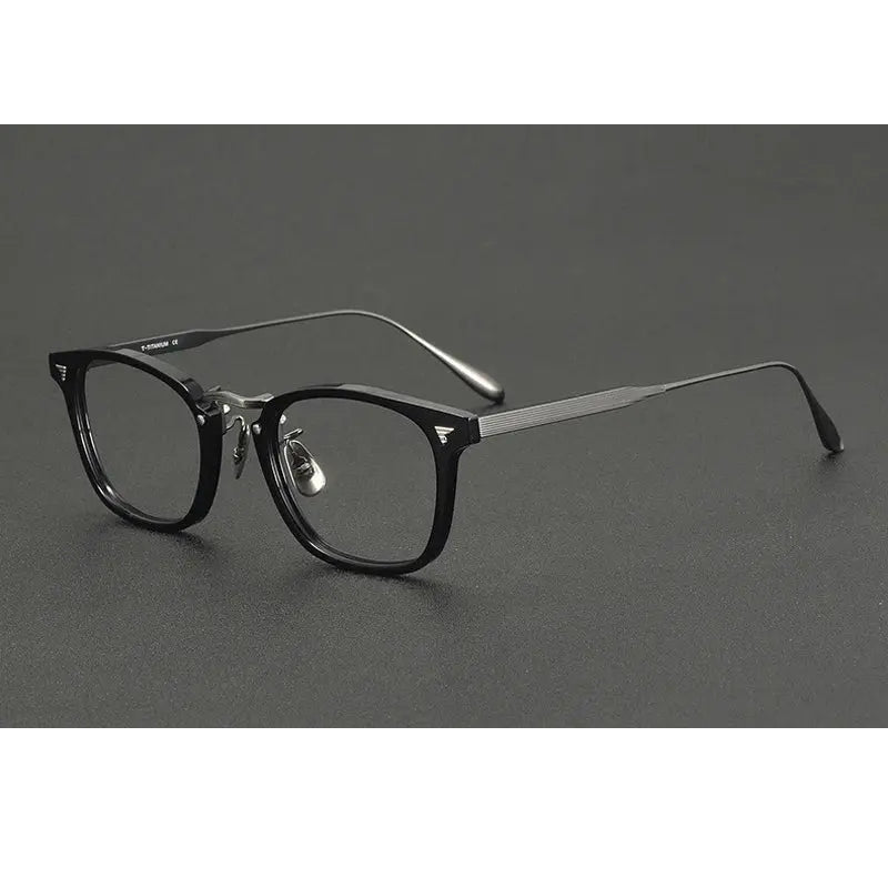 Chashma Ochki Unisex Full Rim Square Acetate Titanium Eyeglasses 881554