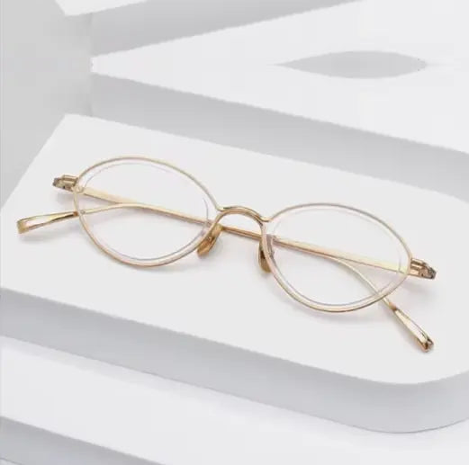 Chashma Ochki Unisex Full Rim Oval Acetate Titanium Eyeglasses 770020