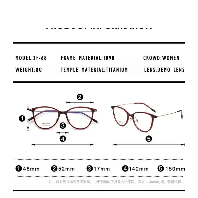 Kansept Unisex Full Rim Cat Eye Tr 90 Titanium Frames 206800