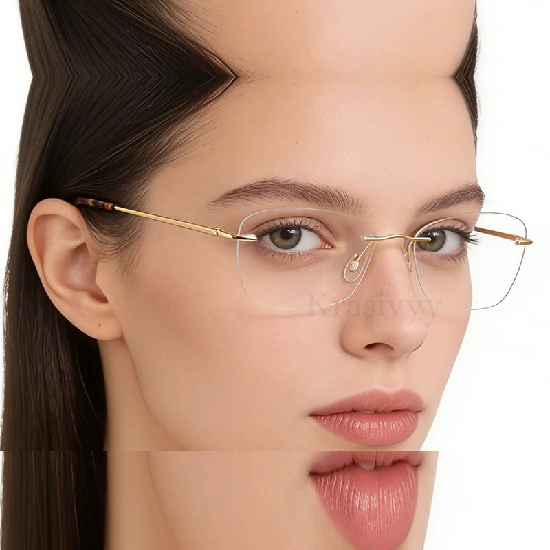 Krasivyy Unisex Rimless Oval Titanium Prescription Eyeglasses KR16022