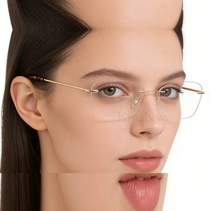 Krasivyy Unisex Rimless Oval Titanium Prescription Eyeglasses KR16022
