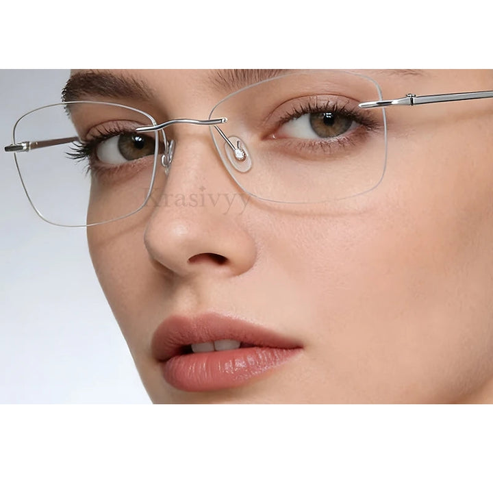 Krasivyy Unisex Rimless Oval Titanium Prescription Eyeglasses KR16022