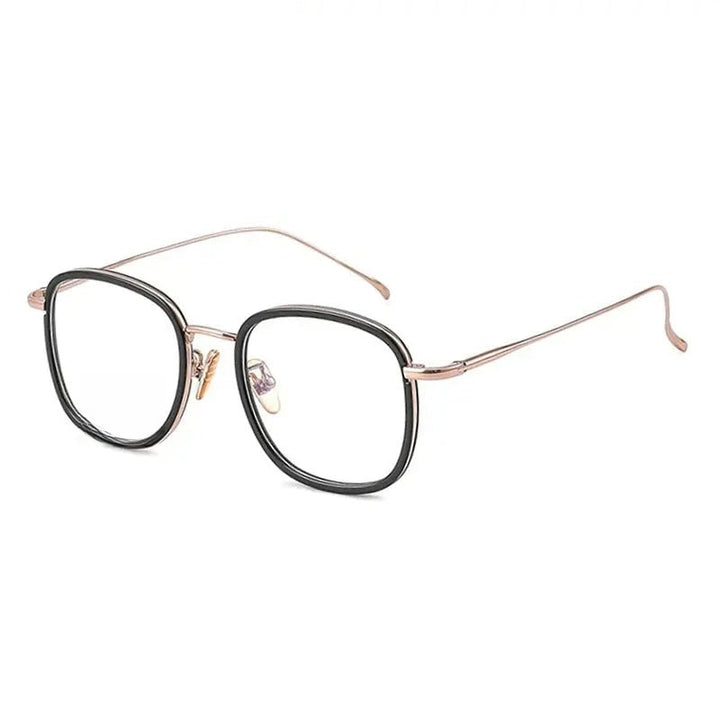 Chashma Ottica Unisex Full Rim Square Acetate Titanium Eyeglasses 88037