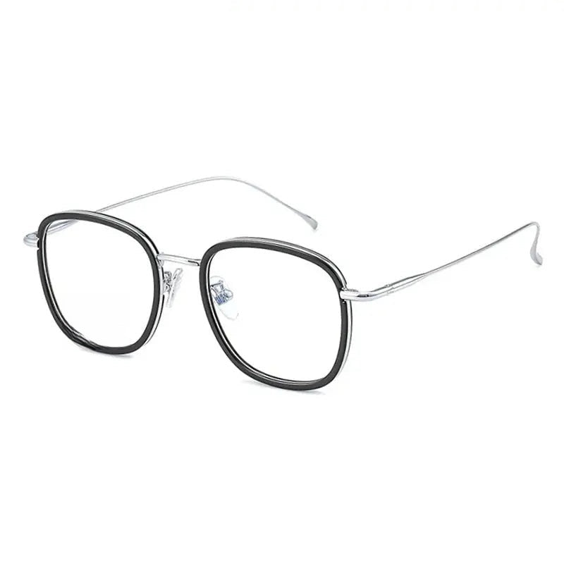 Chashma Ottica Unisex Full Rim Square Acetate Titanium Eyeglasses 88037