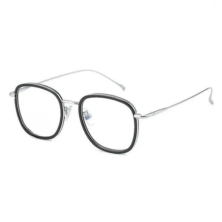 Chashma Ottica Unisex Full Rim Square Acetate Titanium Eyeglasses 88037