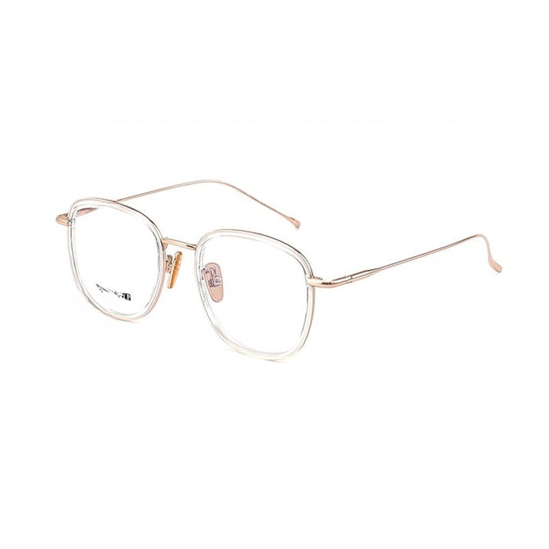 Chashma Ottica Unisex Full Rim Square Acetate Titanium Eyeglasses 88037