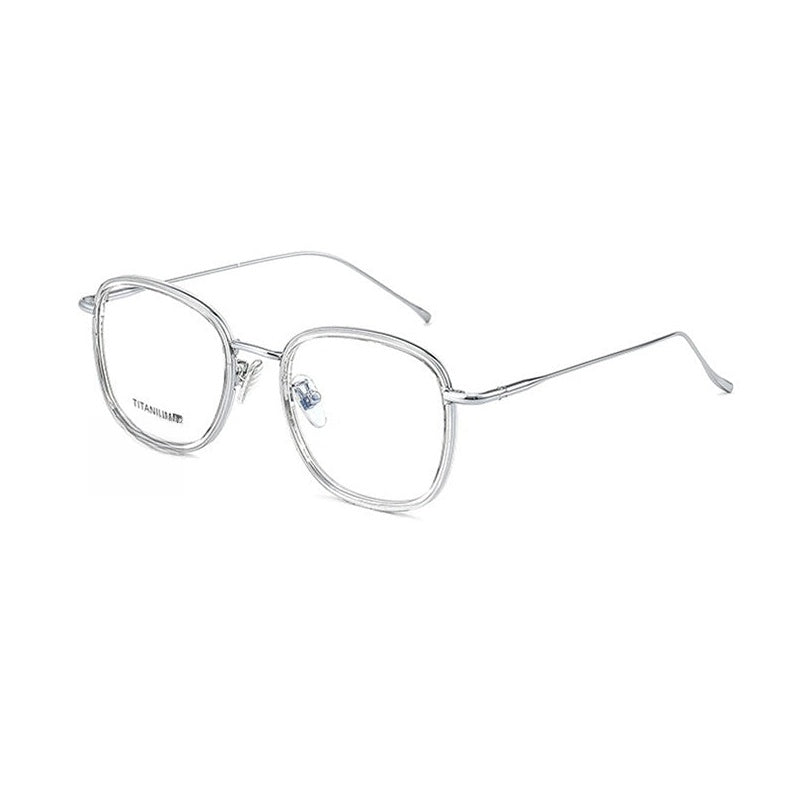 Chashma Ottica Unisex Full Rim Square Acetate Titanium Eyeglasses 88037