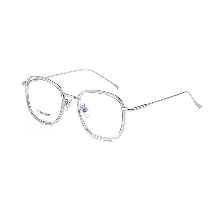 Chashma Ottica Unisex Full Rim Square Acetate Titanium Eyeglasses 88037