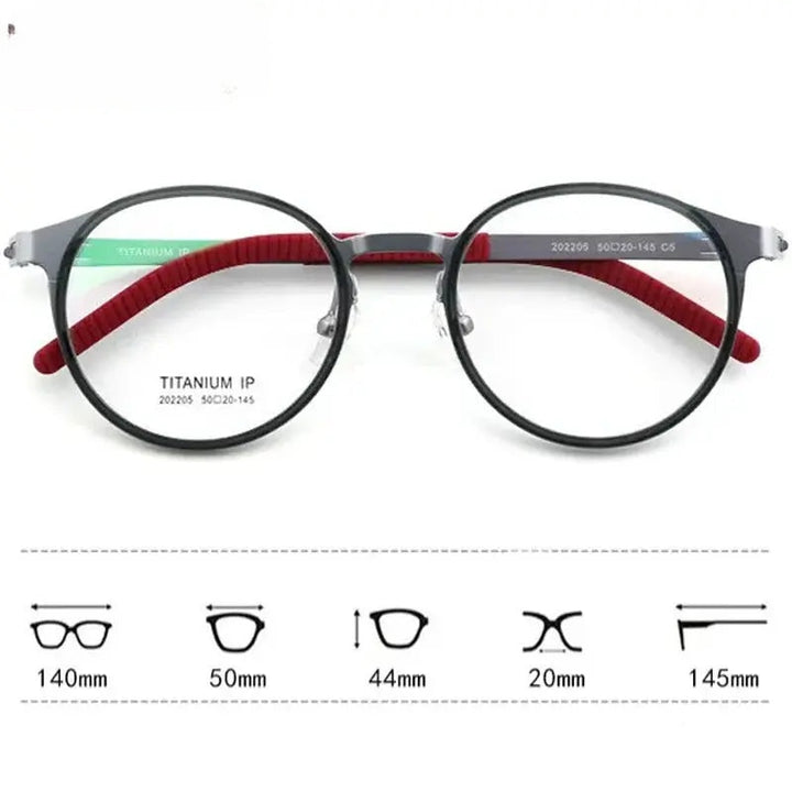 Chashma Ottica Unisex Full Rim Round Titanium Sport Eyeglasses 202205