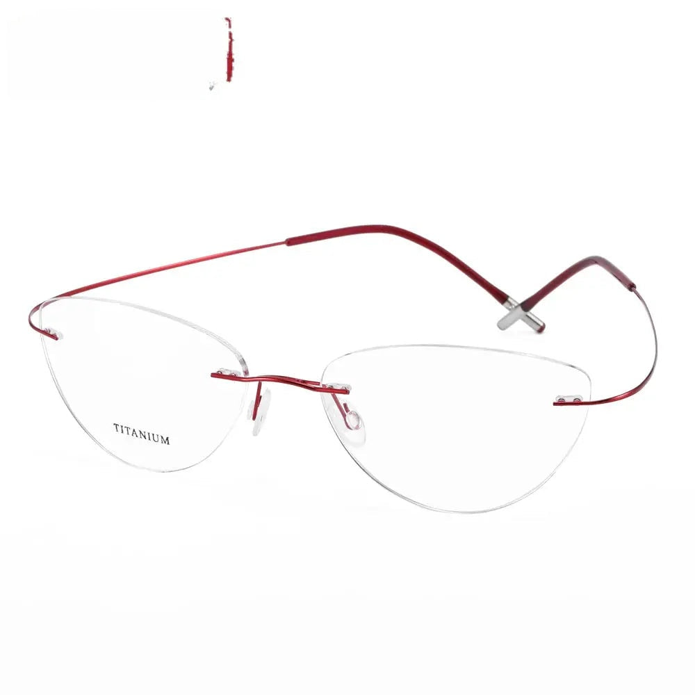 Chashma Ottica Unisex Rimless Cat Eye Titanium Eyeglasses 720003