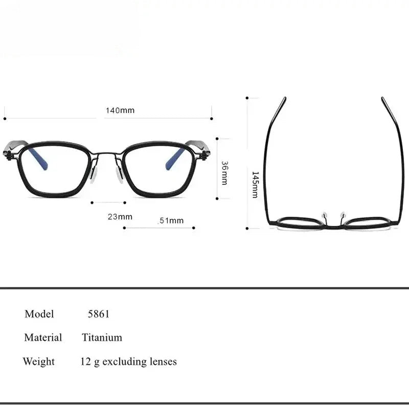 Chashma Ottica Unisex Full Rim Square Acetate Titanium Eyeglasses 795861