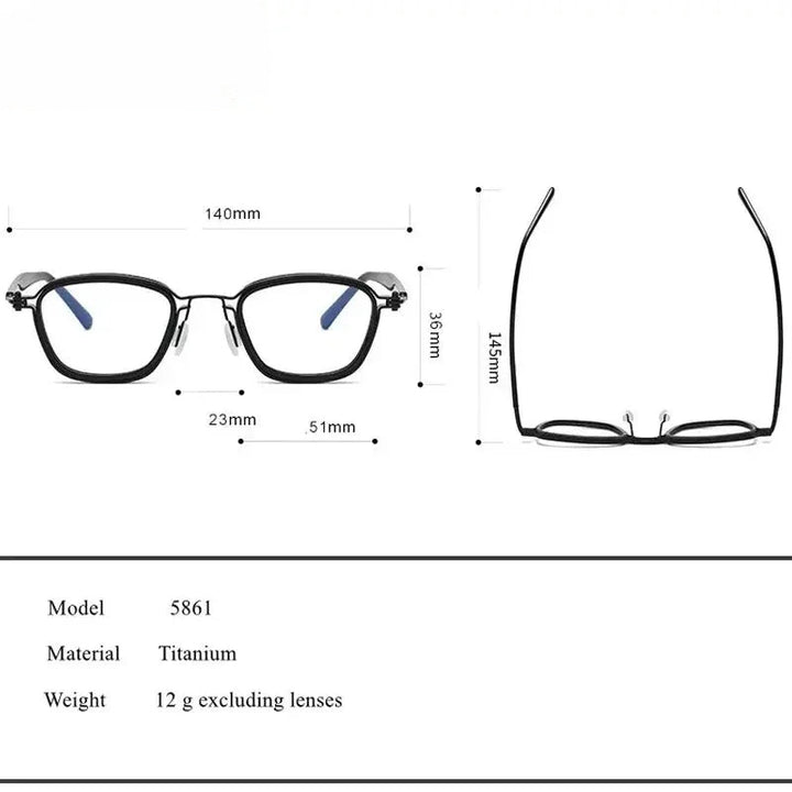 Chashma Ottica Unisex Full Rim Square Acetate Titanium Eyeglasses 795861