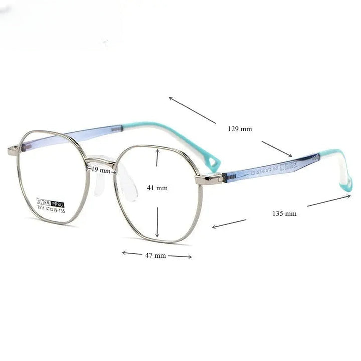 Chashma Ottica Unisex Youth Full Rim Polygon Titanium Eyeglasses 777511