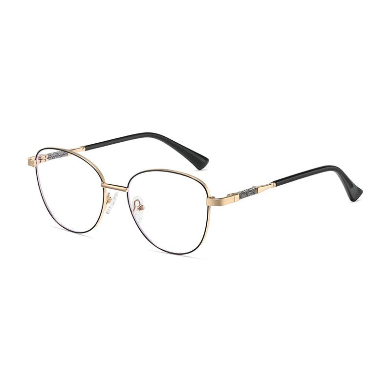 Vicky Women's Full Rim Cat Eye Stainless Steel Eyeglasses 78011 - 0 / 78011-C1GOLDENBLACK