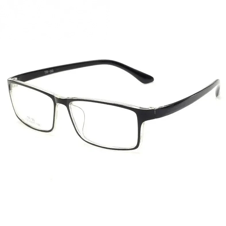 Cubojue Men's Full Rim Big Square Tr 90 Titanium Reading Glasses 71137 - black clear / no function lens 0